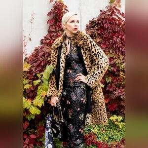 ERDEM x H&M FAUX FUR LEOPARD PRINT LONG COAT SIZE 4 NWOT
